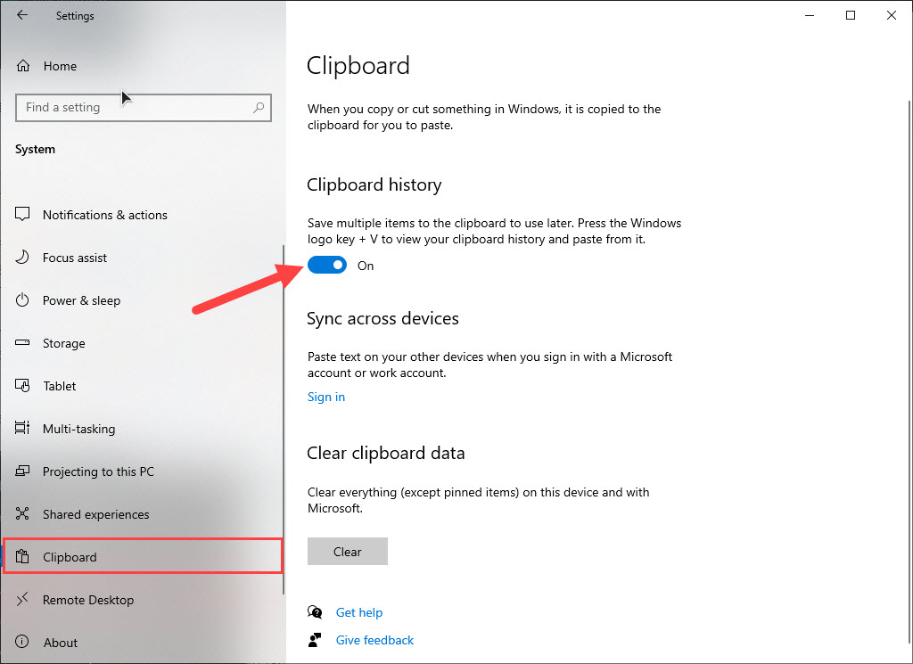 windows clipboard - multiple copy system enable