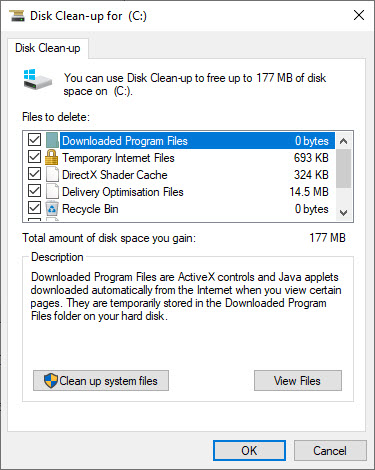 windows disk cleanup