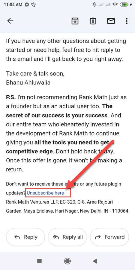 unsubscribe email